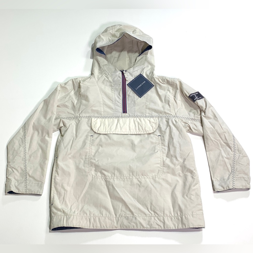 Lands End Girls Hooded Pullover Jacket L 6X-7 Qtr Zip East Cove Inn Montauk NY